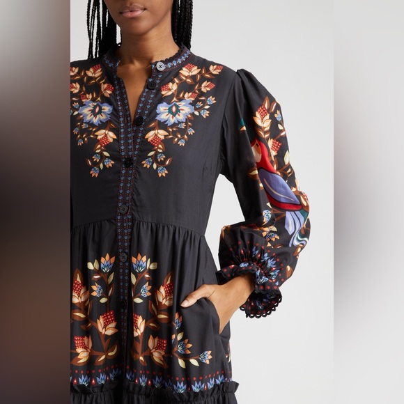 🥭FARM RIO Winter Garden Floral Print Long Sleeve Dress - Picture 9 of 13